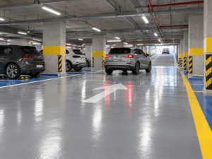 Estacionamientos y pisos epóxicos: la solución para alto tráfico vehicular